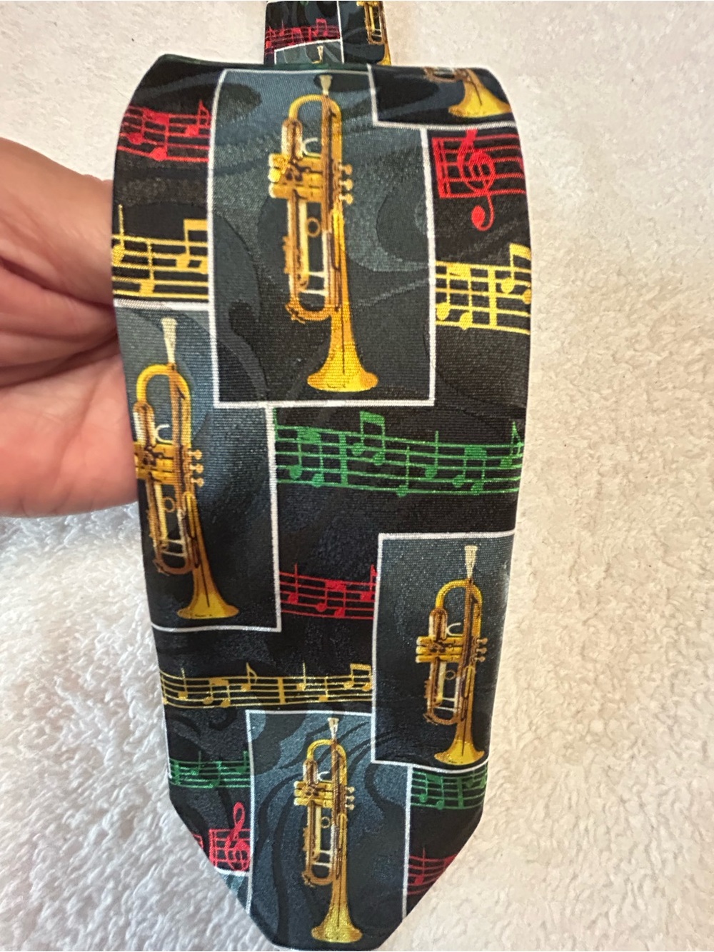 🎁3 for $30 - Musical Trumpet Print Tie with Multicolor Notes
